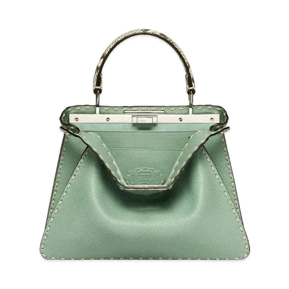 FENDI Peekaboo ISeeU Medium Mint Green Selleria Bag With Exotic Details "Mint Green"