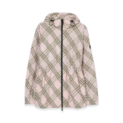 Burberry Women's Check Whitstable Hooded Jacket "Mallow Pink"