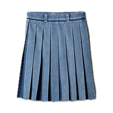 MIU MIU Pleated Denim Skirt "Light Blue"