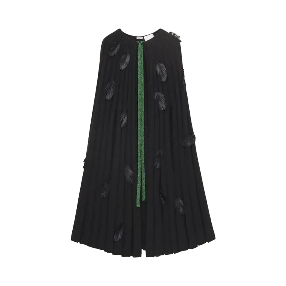 LOEWE x Howl's Moving Castle Feathers Cape In Mohair and Wool Blend "Black"