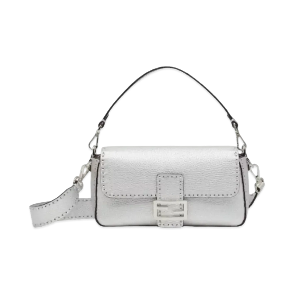 FENDI Baguette Seria Bag with Oversized Topstitching "Silver"