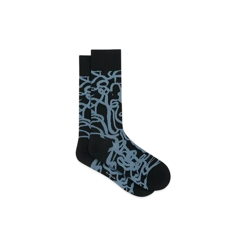 Paul Smith Le Soir Squiggle Socks "Black"