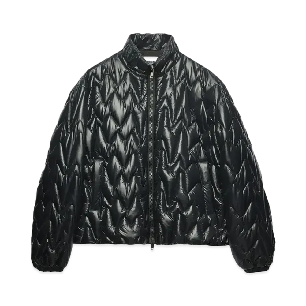 MSGM Quilted Jacket With Themwave Motif "Black"