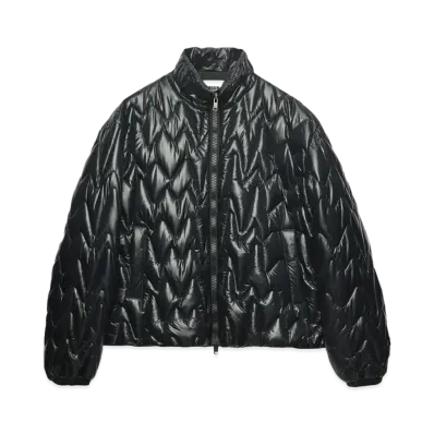 MSGM Quilted Jacket With Themwave Motif "Black"