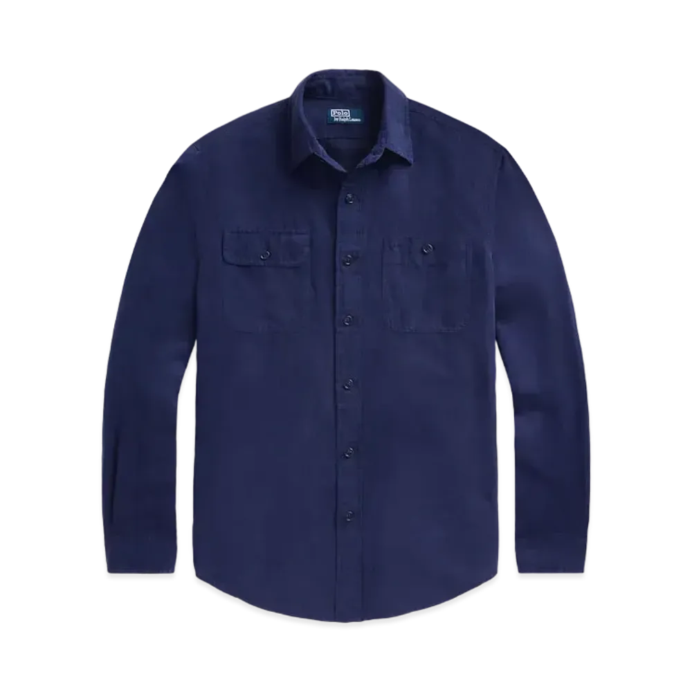 Polo Ralph Lauren Classic Fit Linen Silk Twill Work Shirt "Navy"