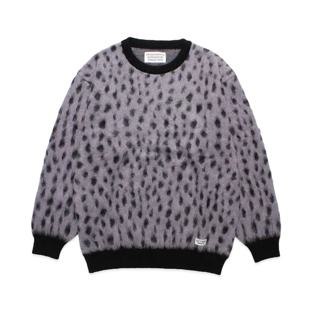 WACKO MARIA Leopard Jacquard Mohair Knit Sweater "Purple"