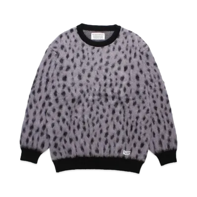 WACKO MARIA Leopard Jacquard Mohair Knit Sweater "Purple"