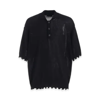 S'YTE Compact Twist 10G Damaged Knitted Polo Shirt "Black"