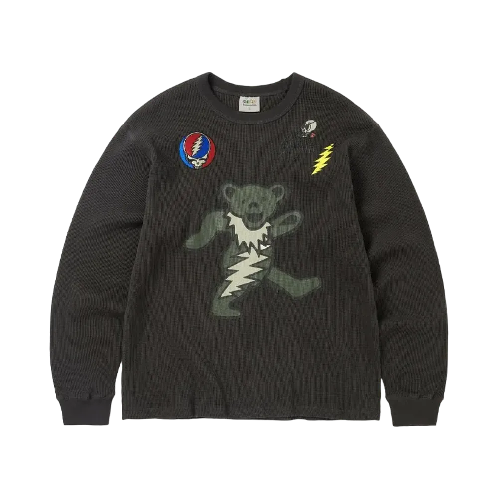 thisisneverthat x Grateful Dead Peace Bears Waffle L/S Top "Charcoal"