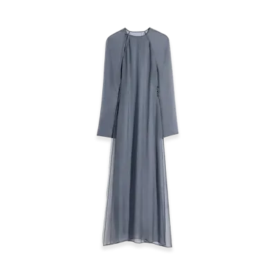 LEMAIRE Women's Sheer Cupro Slit Dress "Smoke"