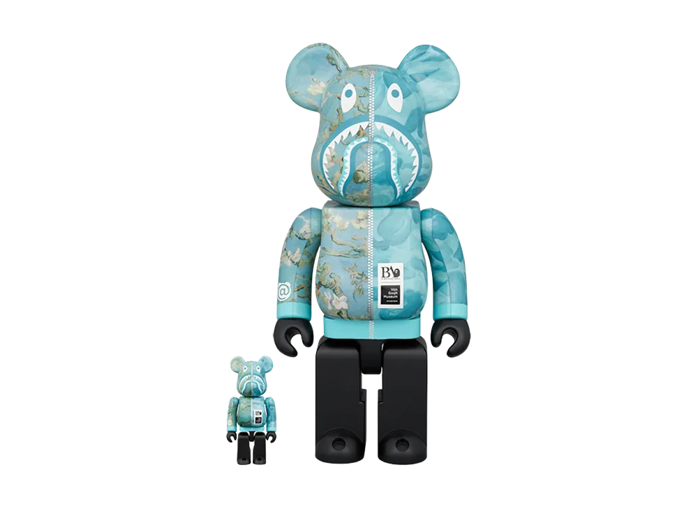MEDICOM TOY "BEARBRICK" Bape X Van Gogh Museum Almond Blossom Shark 100% & 400%