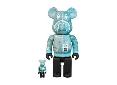 MEDICOM TOY "BEARBRICK" Bape X Van Gogh Museum Almond Blossom Shark 100% & 400%