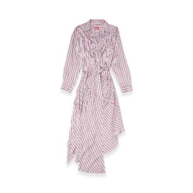 Diesel D-Raven Asymmetrical Wrap Shirt Dress "Pink Violet"