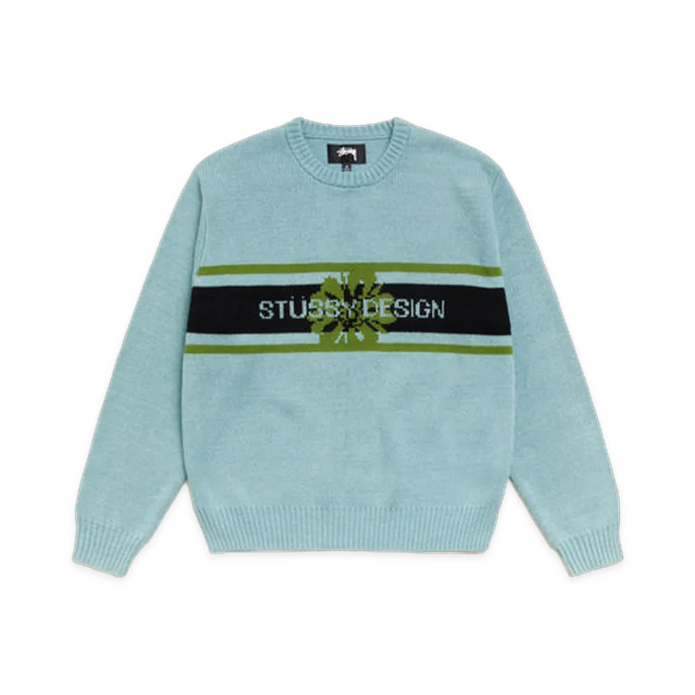 Stussy Striped Hibiscus Sweater "Dusty Blue"