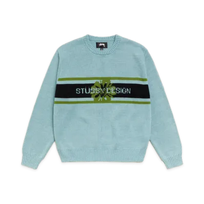 Stussy Striped Hibiscus Sweater "Dusty Blue"