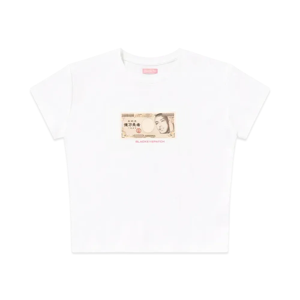 BlackEyePatch x Yuki Chiba "Billionaire" Baby Tee "White"