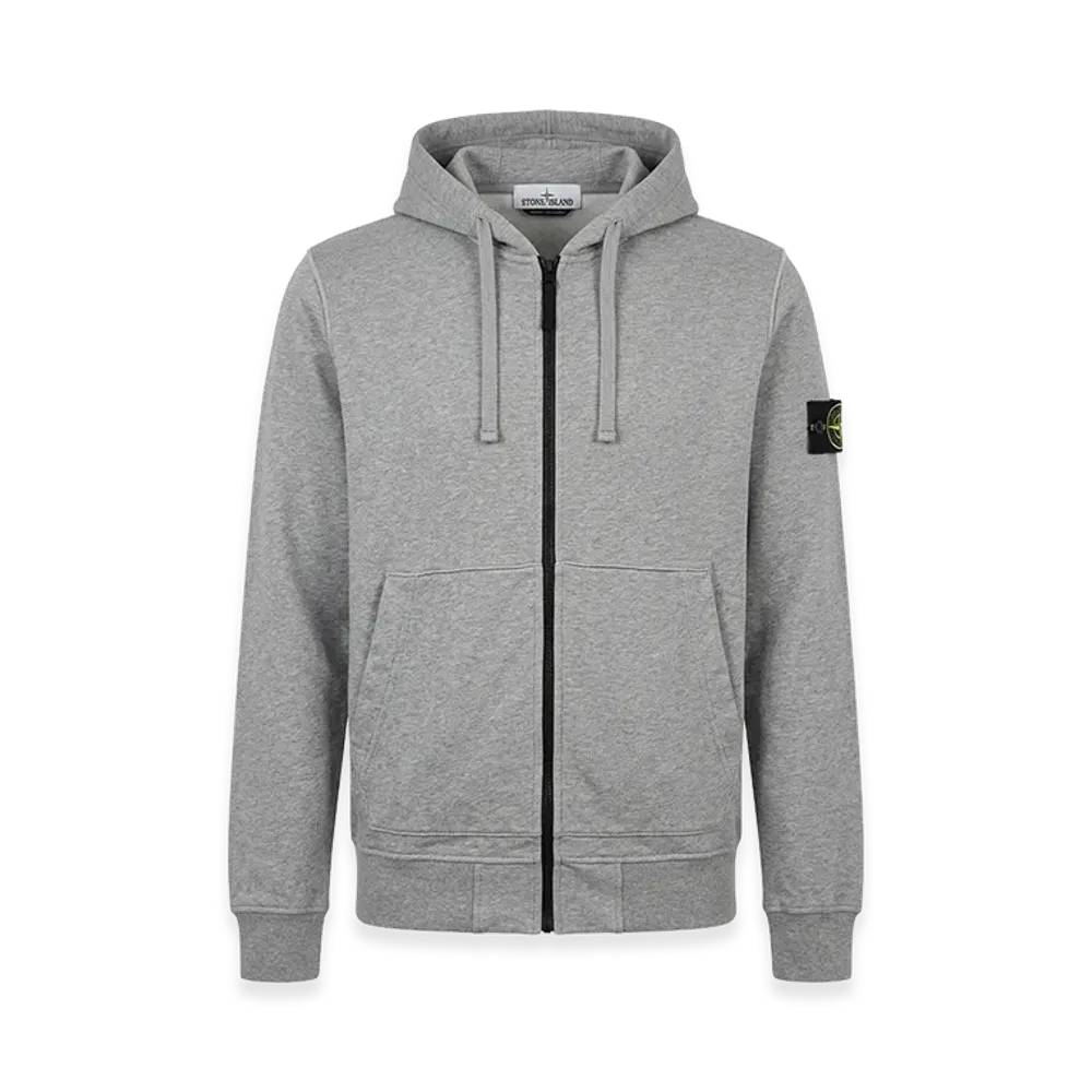 Stone Island L/S Sleeve Logo Full Zip Hoodie "Gray"