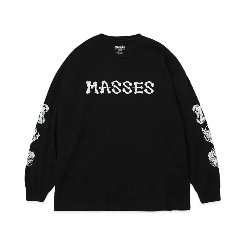 MASSES T-SHIRT L/S BONE LOGO "BLACK"