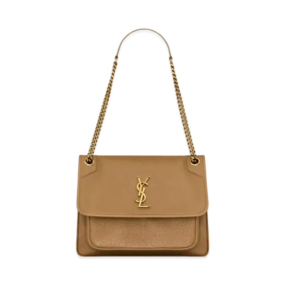 Saint Laurent Niki Medium in Grained Lambskin "Dark Cork"