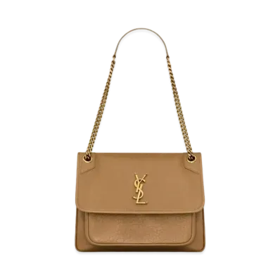 Saint Laurent Niki Medium in Grained Lambskin "Dark Cork"