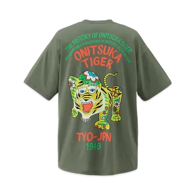 Onitsuka Tiger Oversized Graphic Tee "Khaki/Orange"