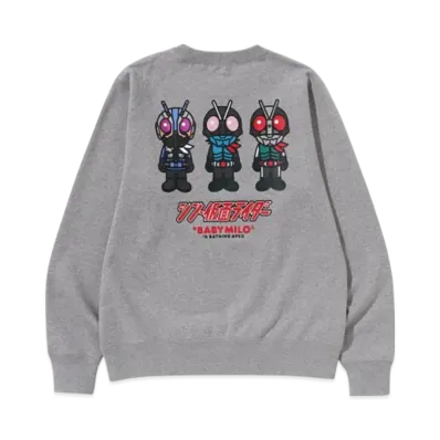 A BATHING APE x Shin Kamen Rider Baby Milo Crewneck "Gray"