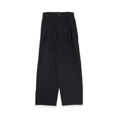 YOKE Cotton Typewriter Garment-dyed 3Pleated Tapered Trousers "Carbon Black"
