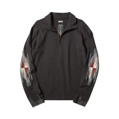KAPITAL Ortega Half Zip Long Tee "Charcoal"