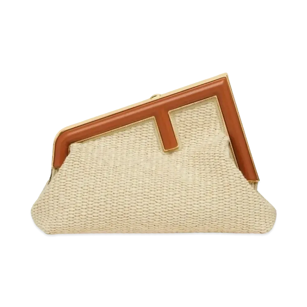 FENDI First Small Natural Straw Bag "Beige"