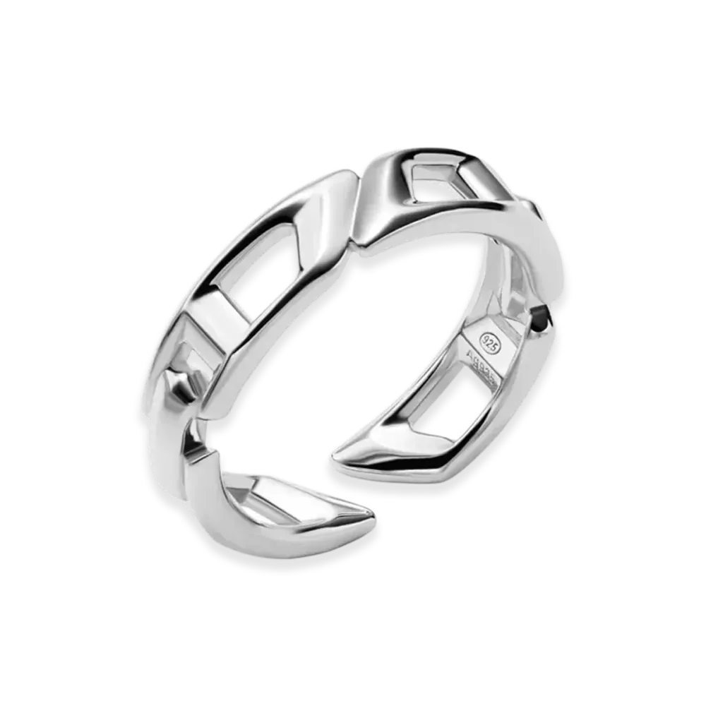 Diesel Dl1349040 Sterling Silver Jewel D Logo Sterling Silver Band Ring "Silver"
