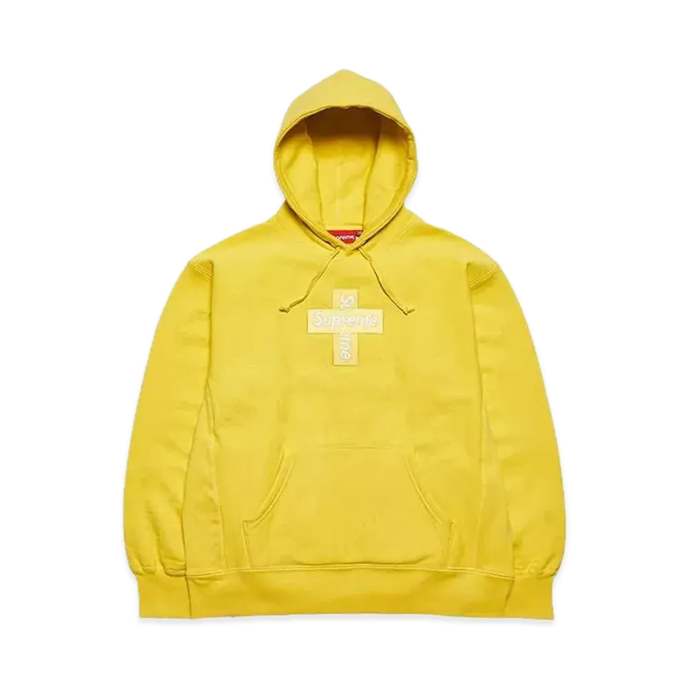 Supreme Cross Box Logo Hooded Sweatshirt "Yellow"