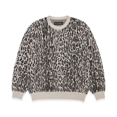 WACKO MARIA Leopard Jacquard Knit Sweater "Ivory"