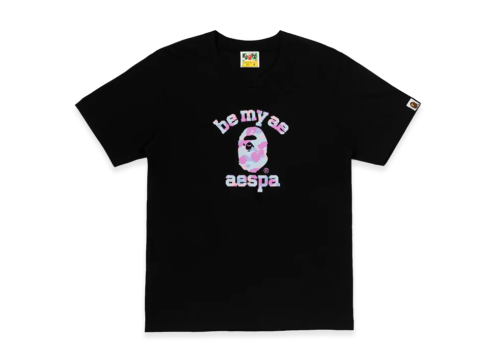 A BATHING APE x aespa College Relaxed Fit Tee "Black"