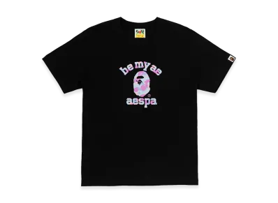 A BATHING APE x aespa College Relaxed Fit Tee "Black"