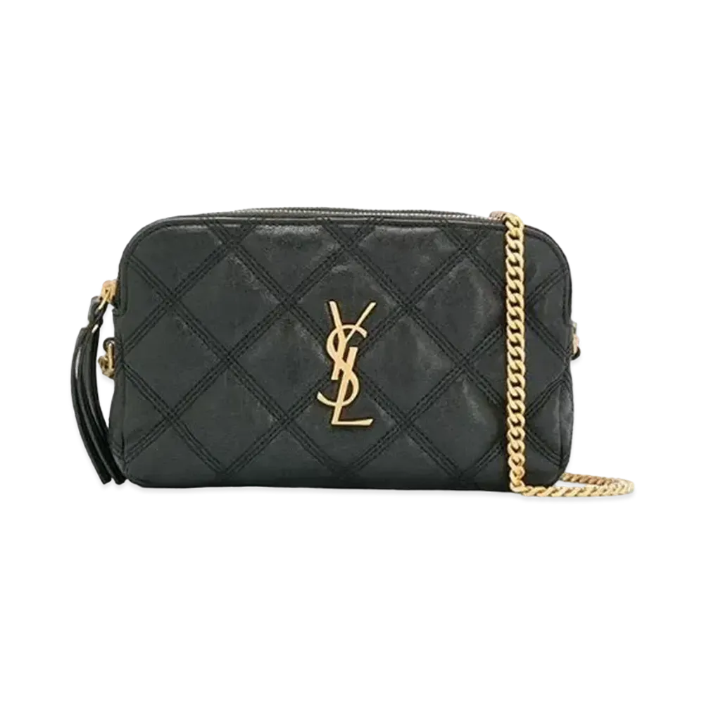 Saint Laurent Becky Double-Zip Pouch In Quilted Lambskin "Black"