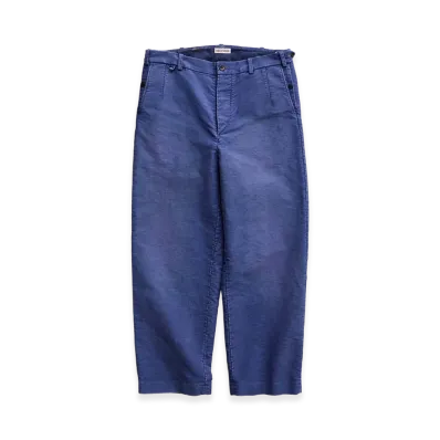 NICENESS Adamson Aged-Effect Moleskin Trousers "Blue"