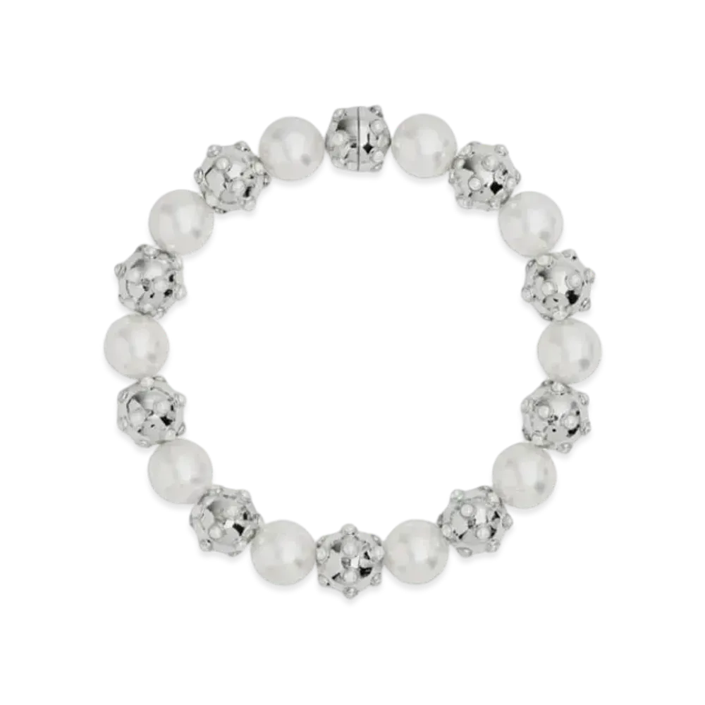 Marc Jacobs The Pearl Dot Statement Necklace "White/Silver"