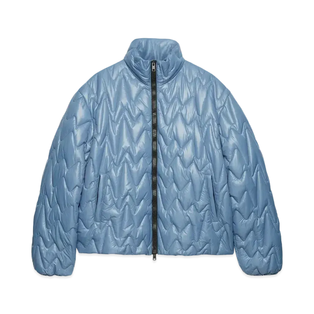MSGM Quilted Jacket With Themwave Motif "Sky Blue"