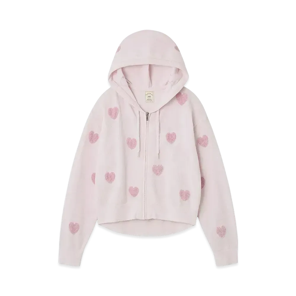 GELATO PIQUE Heart Jacquard Cropped Parka "Pink"