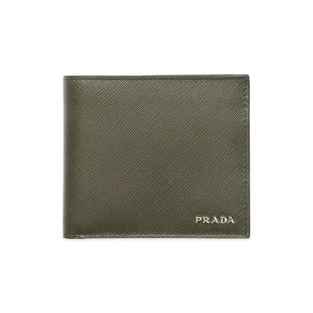 PRADA Saffiano Leather Wallet with Coin Purse "Camouflage/Burgundy"