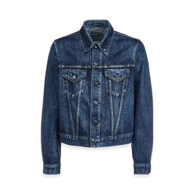 Yohji Yamamoto POUR HOMME Sp 14OZ Mw Denim Button-Down Jacket "Blue"