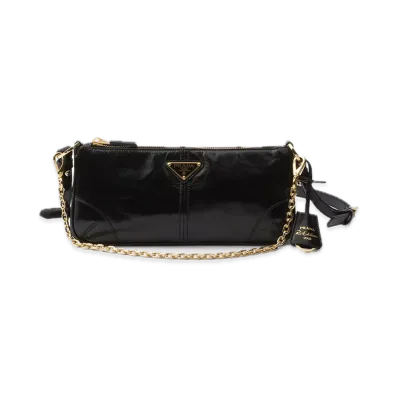 PRADA Re-Edition 2002 Medium Leather Shoulder Bag "Black"