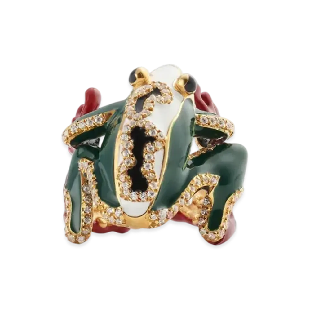 Bottega Veneta Rana Ring "White/Dark Green"
