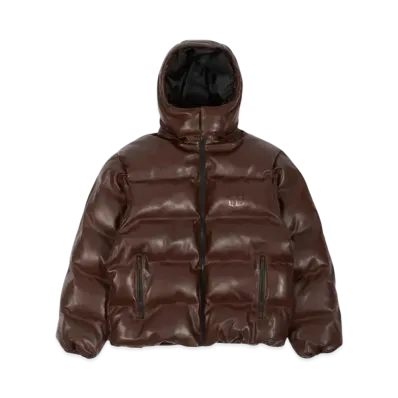 WASTED PARIS Puffer Hood Faux Leather "Brown"