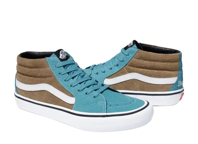 Supreme × Vans Sk8-Mid Pro Corduroy Croc "Aqua/Light Brown"