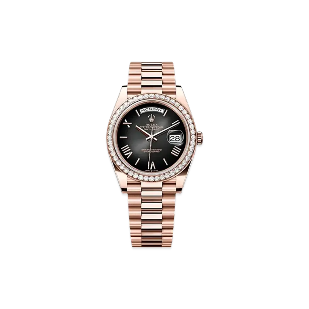 ROLEX Day-Date 40mm Everose Gold Diamond 228345RBR "Slate Ombre"