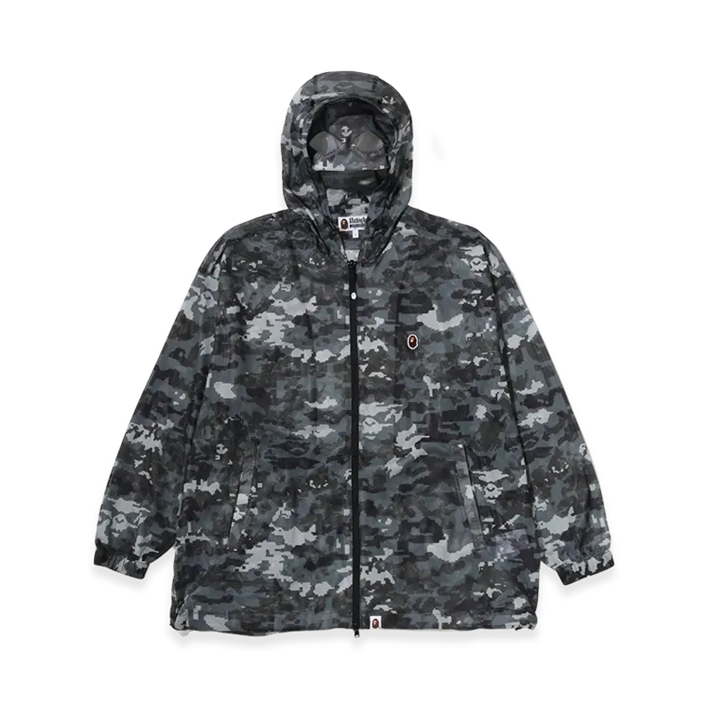 A BATHING APE Multi Pixel Camo Mesh Hoodie Jacket "Black"