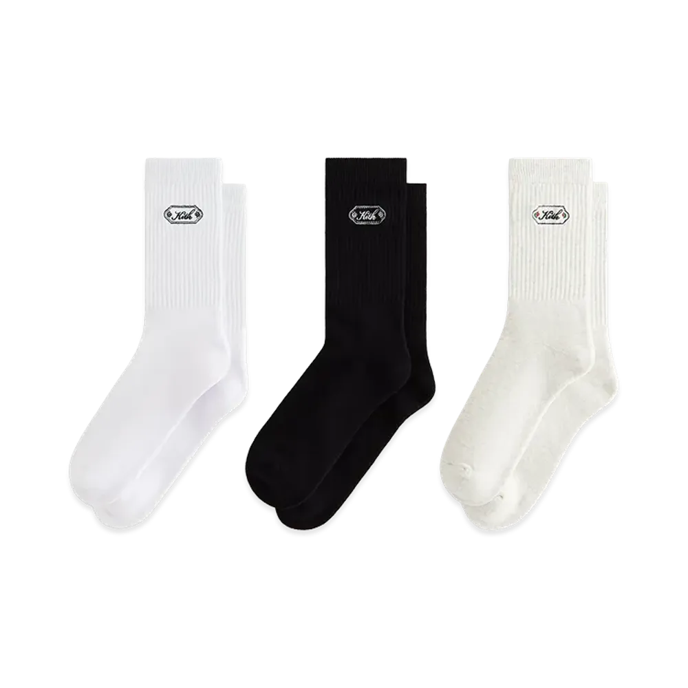 Kith 3-Pack Script Plaque Crew Socks "Multi"