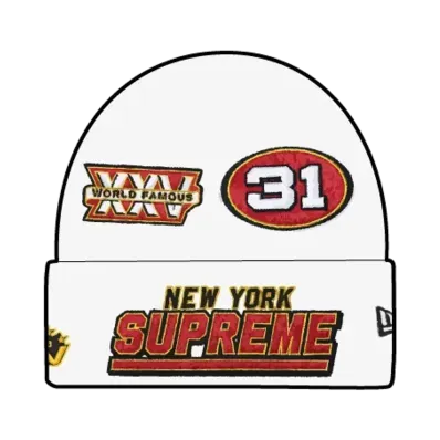 Supreme x New Era Football Beanie "White"