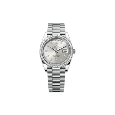 ROLEX Day-Date 40mm Platinum Diamond 228396TBR "Silver"